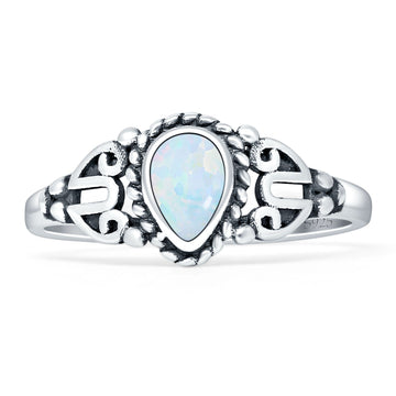 Pear Oxidized Twisted Ring